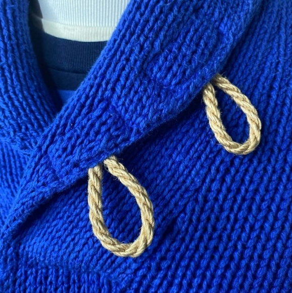 Polo by Ralph Lauren | Yacht Blue Shawl Neck Linen-Cotton Blend Sweater - Picture 14 of 16